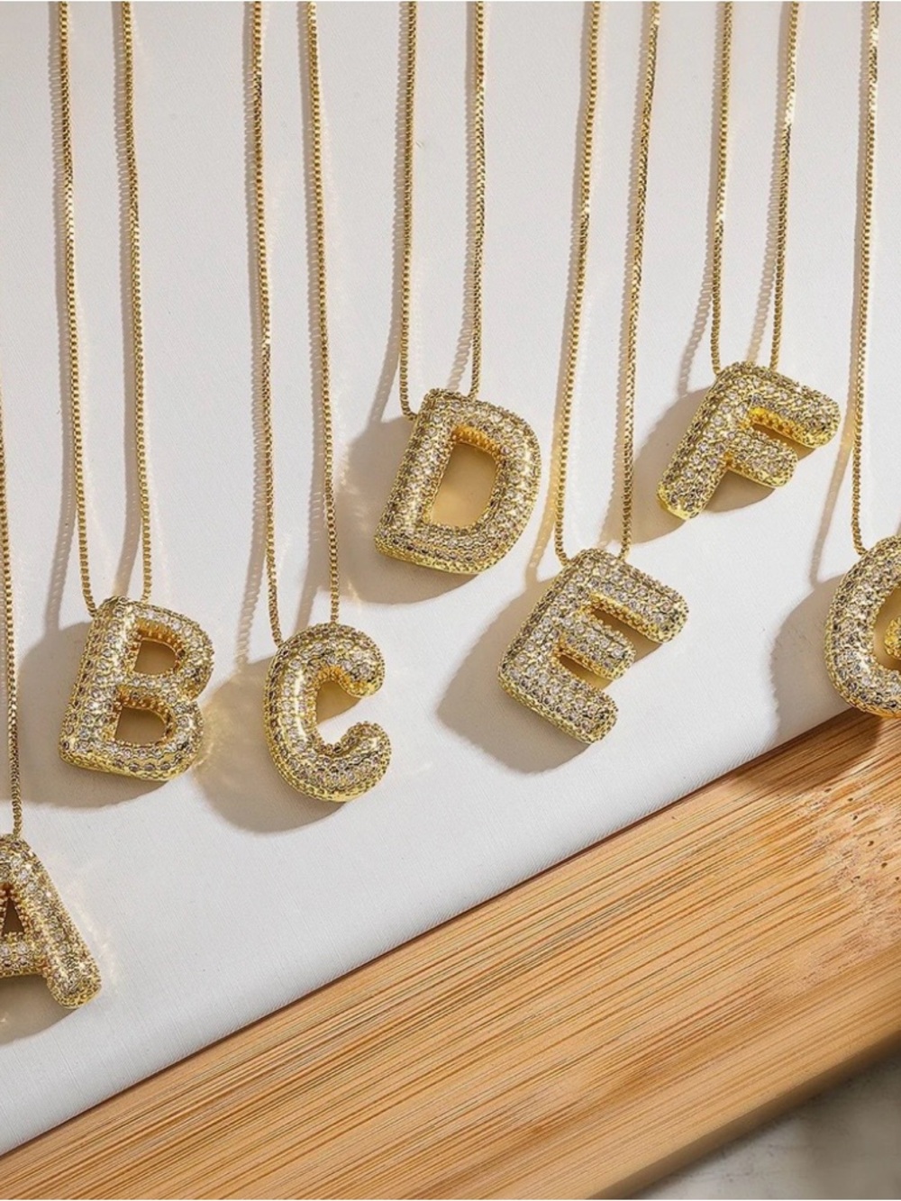 Gold Crystal Initial Pendant Necklace - Single Letter Personalized